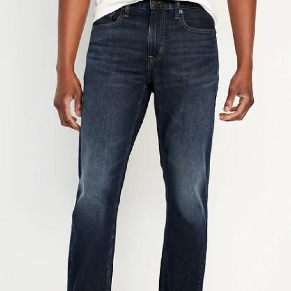 OLD NAVY Straight Built in Flex 36 X 32 Men's Denim Jeans Dark Wash Cotton